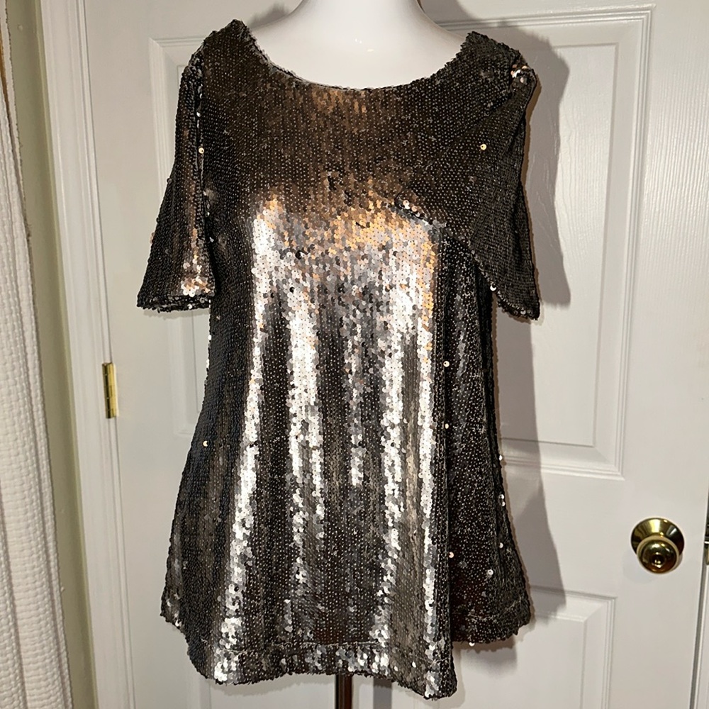 New with tags, Altar’d State gunmetal sequined blouse, medium